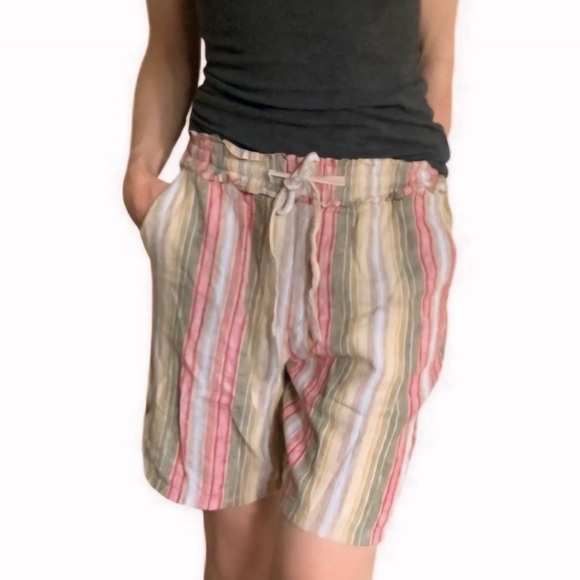 Definitions By D. Jeans Striped Linen Blend Bermuda Baggy Shorts Size Med - Picture 1 of 10